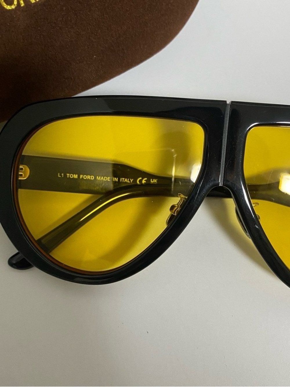 Tom Ford Black Frame Sunglasses with Yellow Lenses